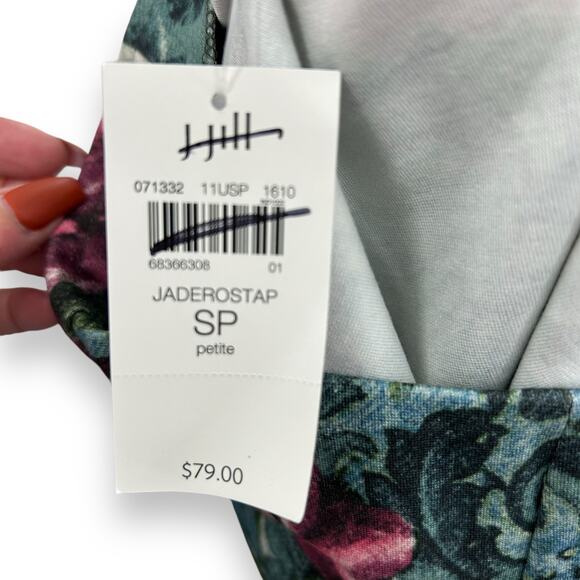 NEW J. Jill Ponte Stretch Floral Work Skirt Petite Small Green Blue Pink Rose - Picture 10 of 14